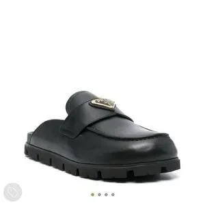 Prada Black Leather Slip-On Loafers